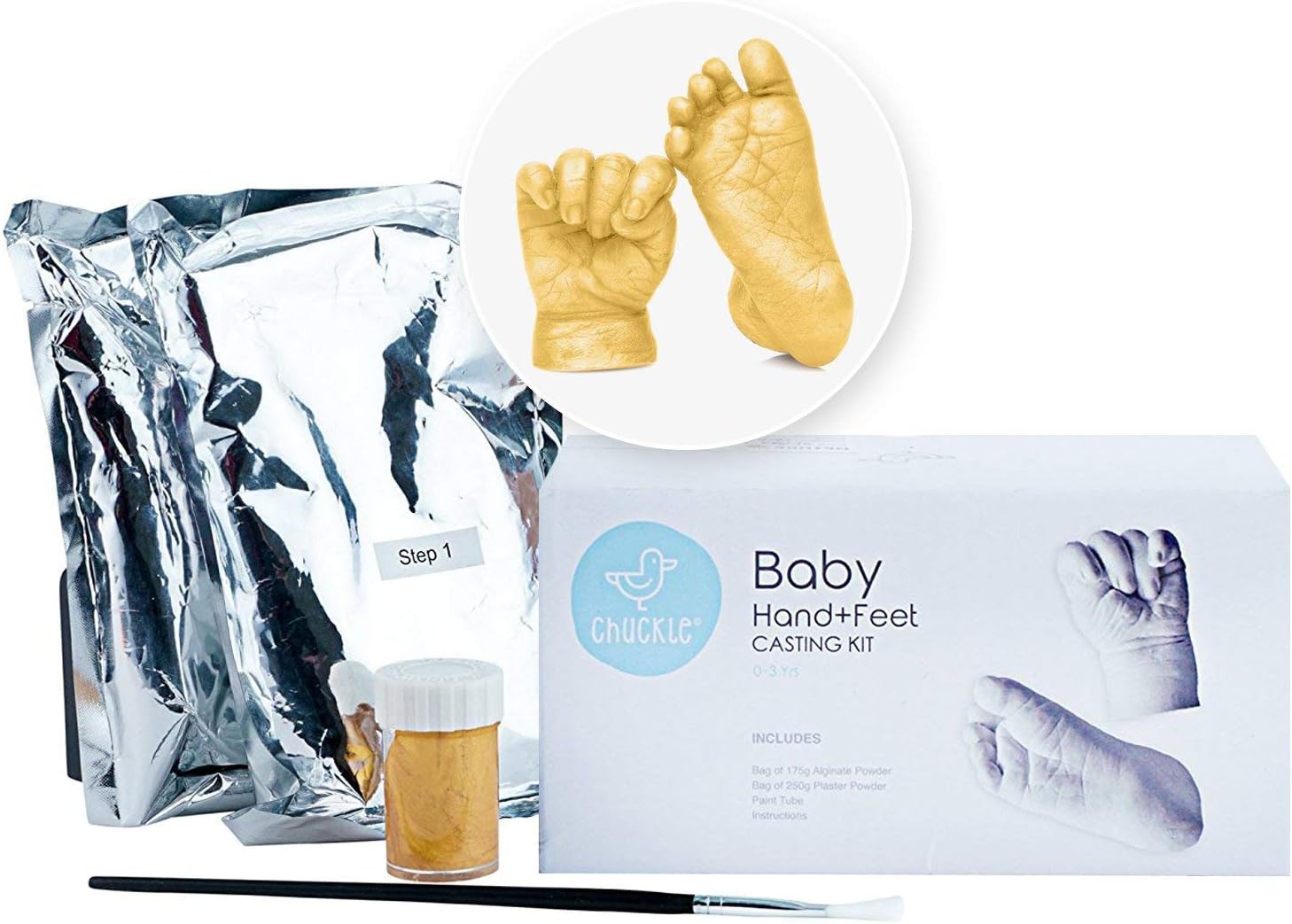 3D Baby Feet Or Hands Casting Kit with Gold Paint – Create a Unique Stylish Sculpture at Home - Perfect Gift for Mother’s Day, Baby Showers and Christenings