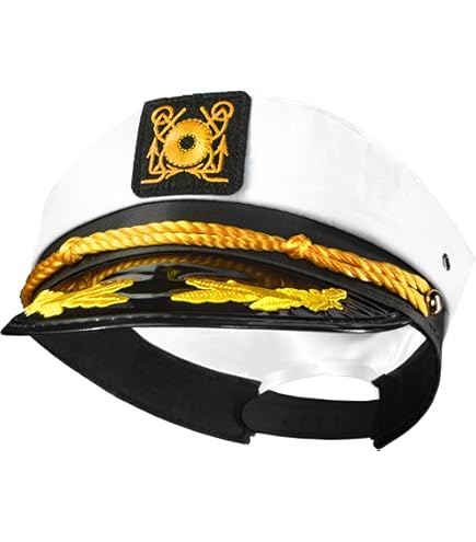Amazon.com: Stylish White Polyester Captain's Hat - 22