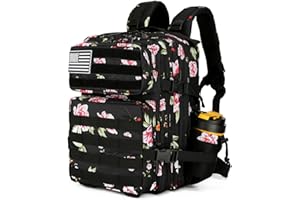 Lovelinks21 25L Tactical Military Backpack Small Travel Rucksack for Men and Women Assault Pack Bug Out Bag Molle Daypack Gym Backpack with Bottle Holder (Peony)