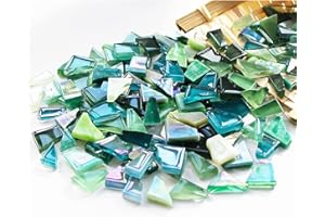 BTMIEY 1.1lb Irregular Crystal Mosaic Tiles,Small Mosaic Tile DIY Hobbies Children Handmade Crystal Craft for Crafts Bulk DIY Picture Frames Handmade Jewelry Coaster (Green Series)