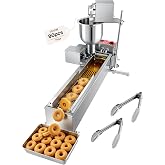 VEVOR Commercial Automatic Donuts Machine, Single Row Donuts Making Equipment, Stainless Steel Frying Auto Fryer, with 3 Size Molds, Auto Counting
