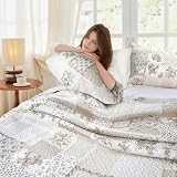 Emma Barclay Cotswold Quilted Patchwork Bedspread Set Natural Double view 5