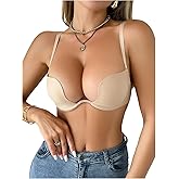 OYOANGLE Womens Deep U Multi-Way Sexy Underwire Push Up Convertible Low Cut Plunge Bra