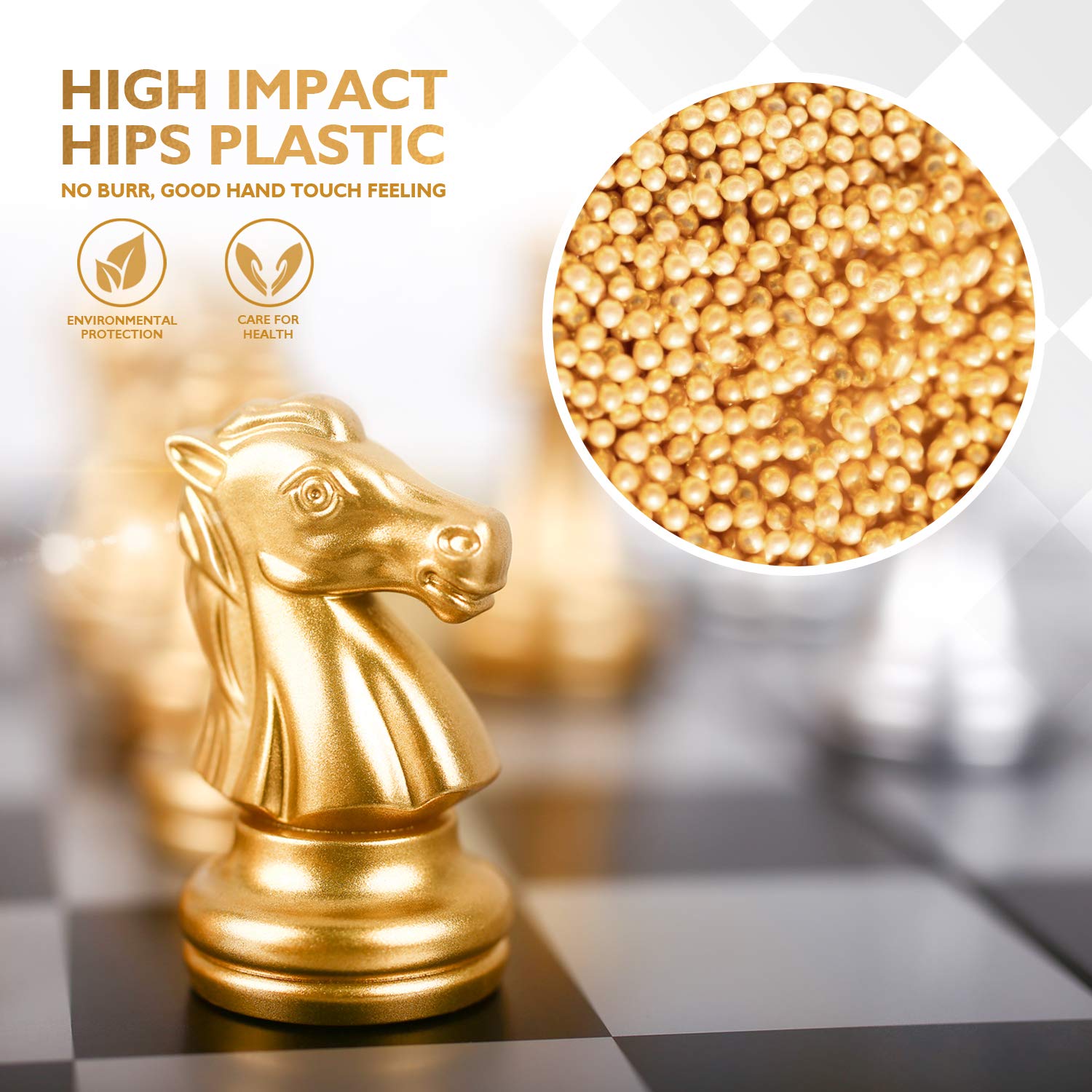 Peradix Magnetic Travel Chess Set with Folding Chess Board Great Educational Toys and Gifts Portable Board Game Fits for Both Adults and Kids (Golden-Silver)