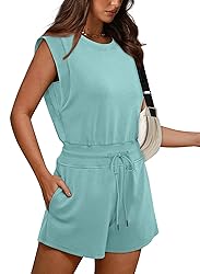 OFEEFAN Womens Rompers Cute Cap Sleeve Plain Summer