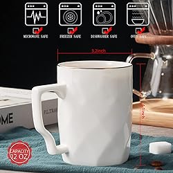 Chulan Coffee Mugs, 12OZ White Bone China Coffee
