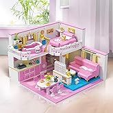 Hallisun Mini Bricks Pink Friends House Building Block Set 1096 pcs for 12+ | Children&rsquo;s Day Birthday Gift for Adults Teens Kids Boys Girls, Pets Theme Collection, NOT Compatible with Regular Bricks