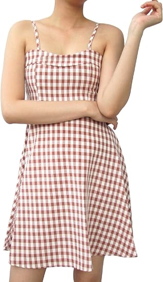 red and white plaid dress