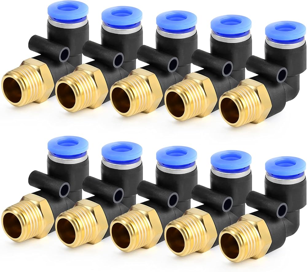 ERGAOBOY 10 Pcs 6mm Tube OD x 1/8 BSP Male Elbow Push to Connect Fittings PL6-01