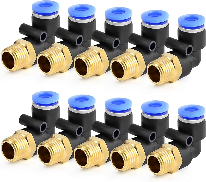 ERGAOBOY 10 Pcs 6mm Tube OD x 1/8 BSP Male Elbow Push to Connect Fittings PL6-01