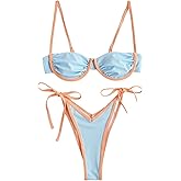 ZAFUL Women's Underwire Bikini Floral High Cut Bikini Set V-Wired Two Piece Swimsuit Bathing Suit