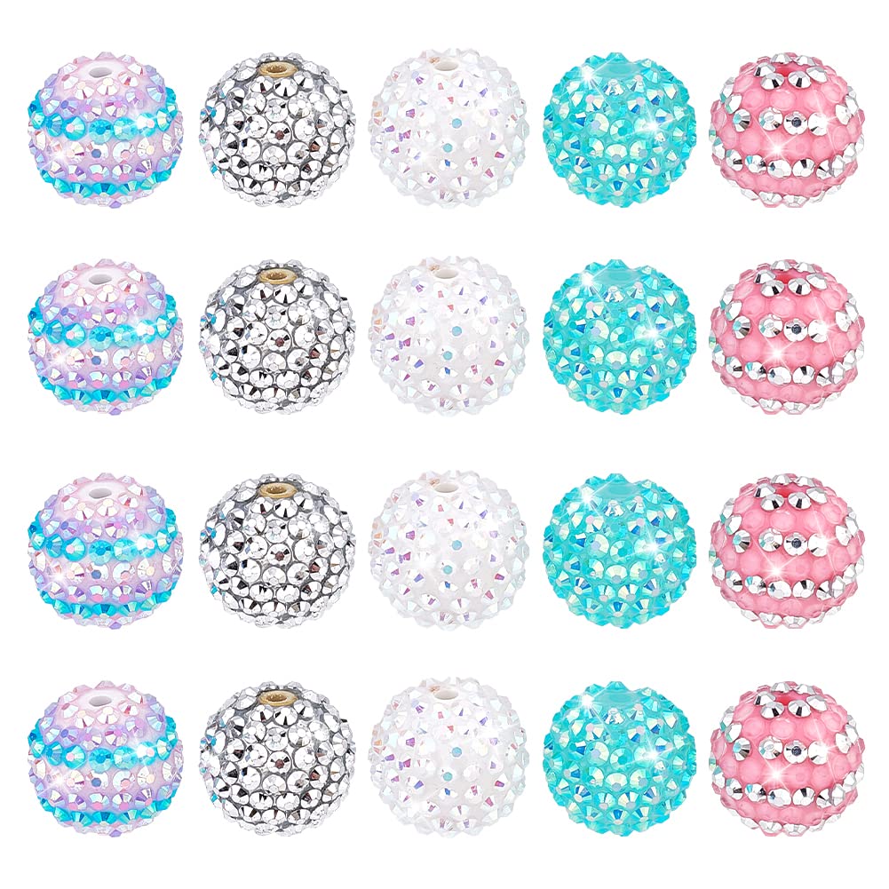 PH PandaHall 20pcs 18mm Bubblegum Beads - Resin Rhinestone Acrylic Large Loose Pieces for School Garland Jewellery Bracelet Pen Bag Chain Making Ramadan Decoration