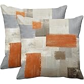 Emvency Set of 2 Orange Beige and Grey Throw Pillow Covers Modern Abstract Painting Decorative Pillow Cases Home Decor Standard Square 26x26 Inches Pillowcases