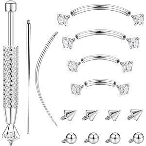 LORACOXS Eyebrow Piercing Jewelry, 16G Vertical Labret Lip Jewelry | Curved Barbell Jewelry for Rook Helix Bridge Cartilage S