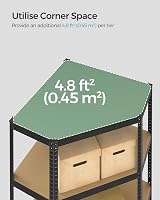 SONGMICS Corner Shelf 5-Tier Heavy Duty Shelving 875 kg Ink Black Beige view 5