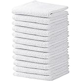 Towel and Linen Mart White Salon Towels, Pack of 12 (Not Bleach Proof, 16 x 27 Inches) Highly Absorbent Towels for Hand, Salon, Gym, Beauty, Spa, and Home Hair Care (White)