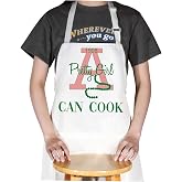 WZMPA Sorority Kitchen Apron Sorority Girls Gift Pretty Girl Can Cook Adjustable Apron For Cooking Baking Grilling