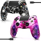 2 Pack Wireless Controller for PS4, Controller for Sony PlayStation 4, Double Shock 6-Axis Motion Sensor, Sensitive Touch Pad, Built-in Speaker & 3.5mm Headset Jack, Compatible with PS4/Pro/Slim