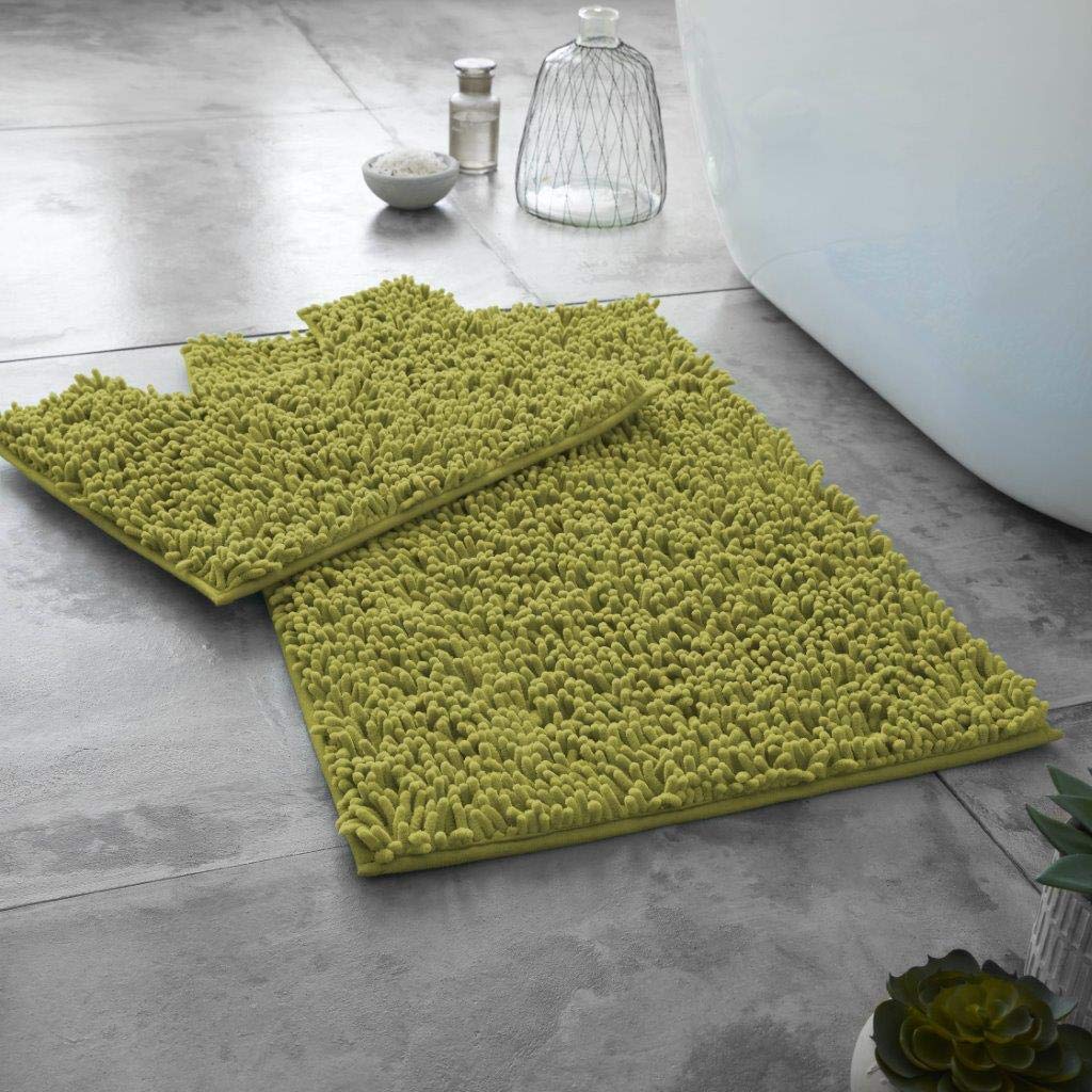 Cotton Twist Lime Green 100% Cotton Luxury Heavy 2 Piece Bath Mat Pedestal Set (Standard)