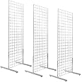 Only Hangers 2' x 6' Gridwall Panel Tower with T-Base Floorstanding Display Kit, 3-Pack White …