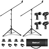 Microphone Stand 2 Pack, Bietrun Tripod Mic Stand Adjustable Boom Height | with Carry Bag &amp; Mic Clips, Detachable Boom Mic Stand for Singing Performance Wedding Stage Church
