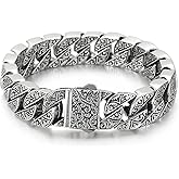 Azubpi Ivy Engraved Chain Bracelet For Men Silver Personalized Jewelry For Men Bracelet Stainless Steel 7.68in/8.07in/8.46in/8.85in/9.25in