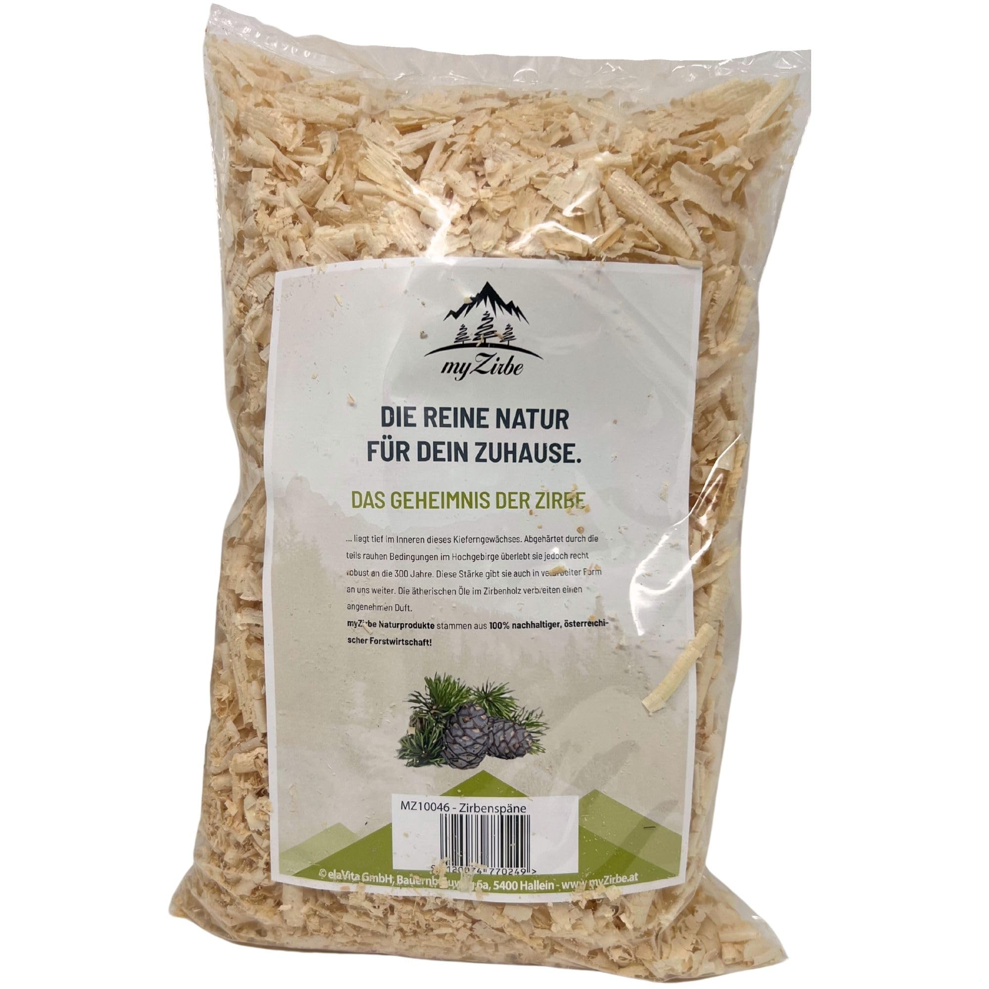 myZirbe Single shavings stirbs 5 liters pine pillow filling made of 100% Alps Pirus wood to refill