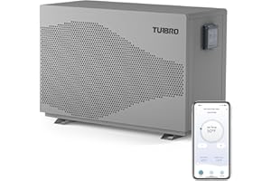 TURBRO 58,000 BTU DC Inverter Swimming Pool Heat Pump, WiFi Control Electric Pool Heater for Above and Inground Pools up to 18,000 Gal, Heating and Cooling, Up to 15.8 COP, 220-240V, Beluga B58V