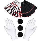 Jecery 5 Pcs Clown Accessories Halloween Adult Costume White Clown Collar Gloves Plush Buttons for Halloween Party Supplies