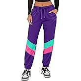 UOUA 80s Pants Women 90s Neon Workout Joggers Casual Reversible Sweatpants with Pockets