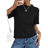 ZESICA Women's Casual Short Sleeve Sweaters 2026 Summer Oversized Crewneck Soft Knit Cropped Tops Trendy Outfits