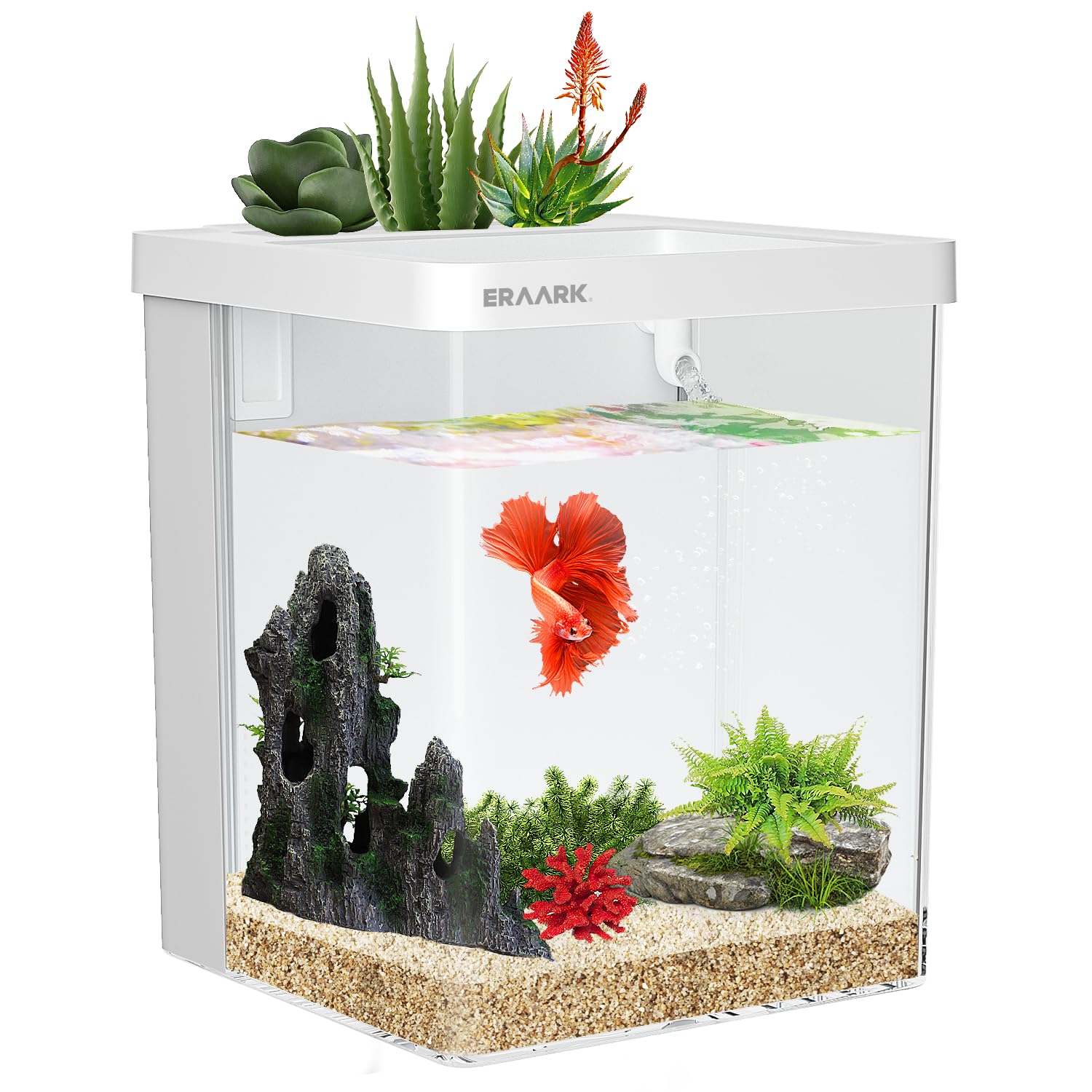 Photo 1 of ERAARK Smart Betta Fish Tank 1.5 Gallon Aquarium kit self Cleaning, Filter LED Light, Water Pump