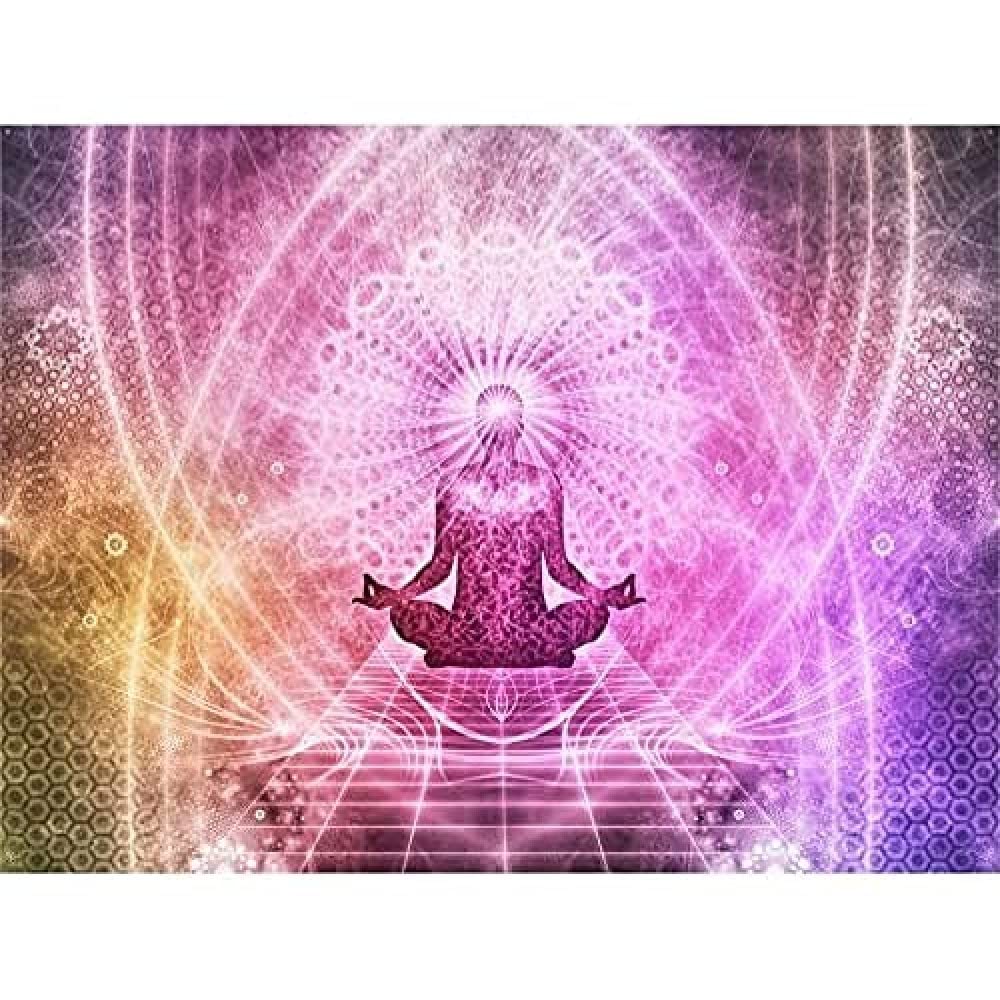 Buddhism Yoga Pose Psychedelic Canvas Wall Art Print