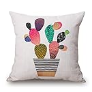 WYD Cartoon Cactus Cushion Cover Throw Pillow Case 18 inch Retro Vintage Cotton Linen Sofa Car Home Decor Pillow Case