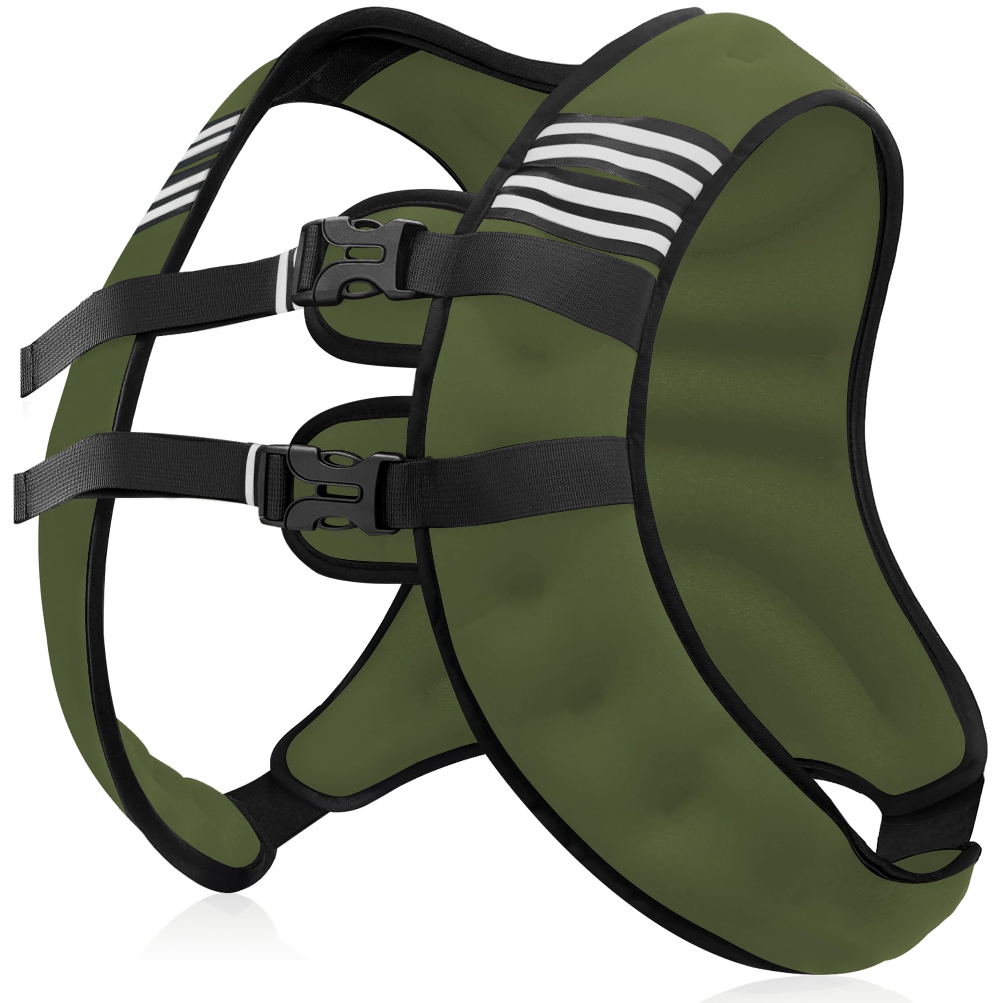 NATURELUX Weighted Vest with Reflective Stripe and Adjustable Buckle Straps, Army Green, 25 lbs Image