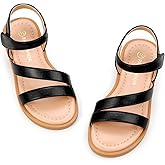 PANDANINJIA Girls Sandals Monica Summer Open Toe Flats Shoes Dress Sandals for Toddler Little Kid Big Kid