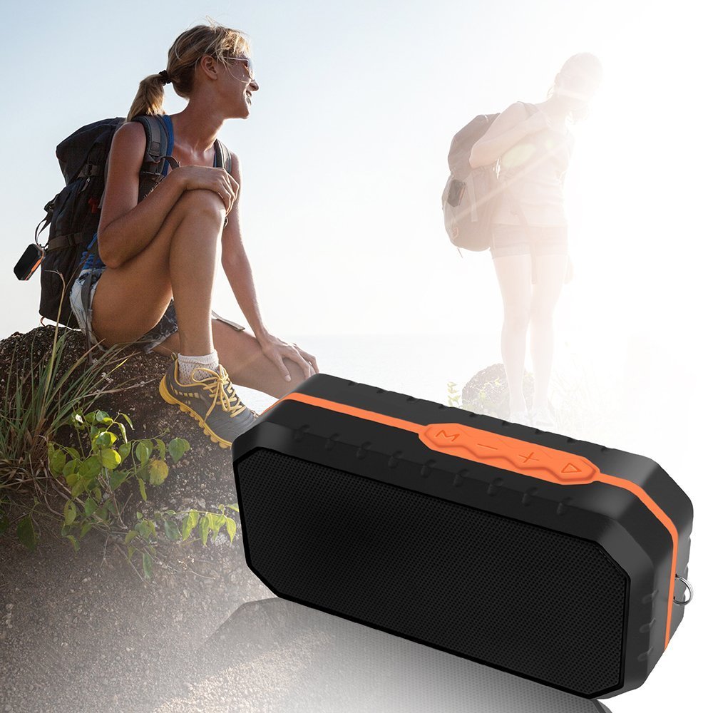 Ifecco Tragbarer Wasserdichter Bluetooth Lautsprecher Speaker Boombox mit 1800mAh Batterie für iPhone, iPad, Samsung, Nexus, HTC und andere Android Geräte (orange)