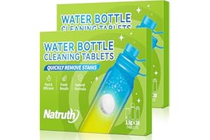 NATRUTH Water Bottle Cleaning Tablets 40 Tablets Effectively Removes Tough Stains and Odors Bottle Clean Tablet Individually Packed for All Stainless Steel, Plastics and Glass Drinking Containers