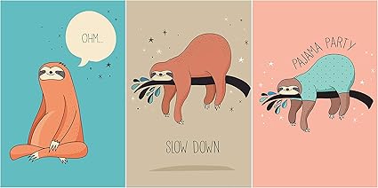 Kawaii Animal Paresseux Citations Affiche Imprimer Mur Art Photo Bande Dessinee Paresseux Toile Peinture Sans Cadre Enfants Chambre Decor 50x70 Pouces X 28 Pouces Colore Amazon Fr Cuisine Maison