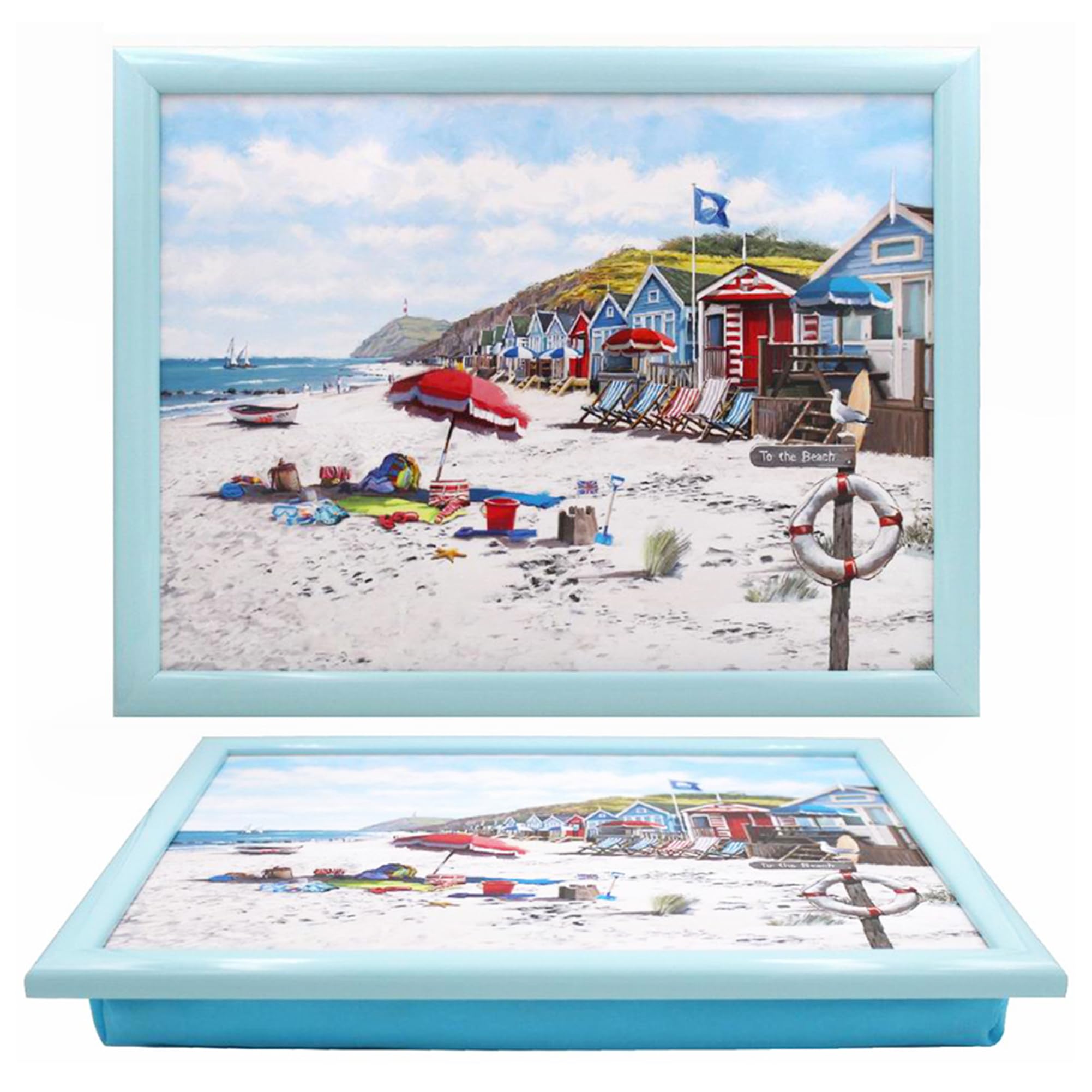 The Leonardo Collection Macneil Studios Sandy Bay Laptray For Food Serving & Breakfast | Comfortable Lap Trays With Bean Bag Cushion | Durable Laptrays For Eating On Lap For Adults