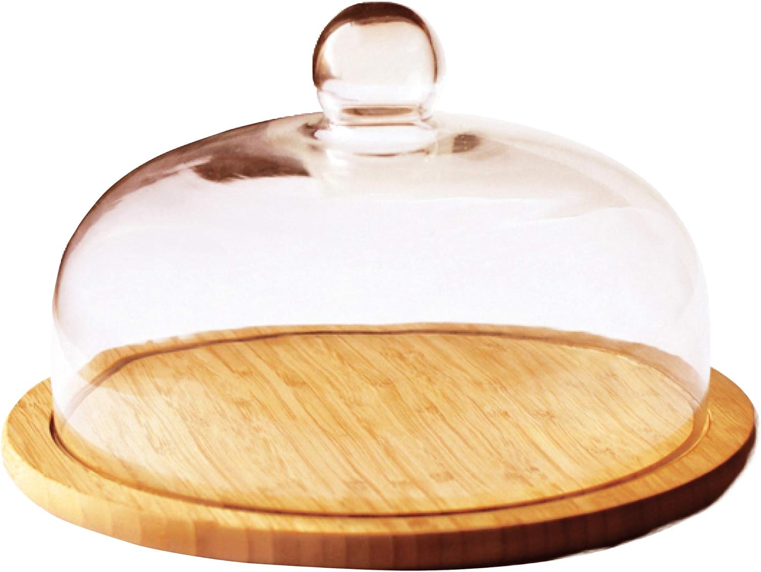 Point-Virgule Käseglocke aus Glas mit Bambus Teller, Servierplatte fur Käse, ø 30cm