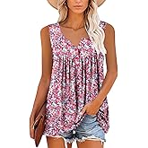 Mystry Zone Womens Tank Tops Casual Blouse Button Up Ruffle Tunic Shirts Fit Flare S-3XL