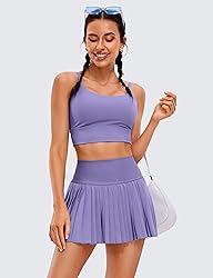 CRZ YOGA Women's High Waisted Pleated Tennis Skirts