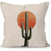 Liosei Boho Western Cactus Decorative Throw Pillow Cover, Boho Country Southwestern Sunrise Cactus Desert Landscape Pillow Covers for Home Room Bed Sofa Decor, 18x18 Inch