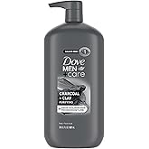 DOVE MEN + CARE Body and Face Scrub Charcoal + Clay Body Wash for Men with 24-Hour Nourishing Micromoisture Technology 30 oz