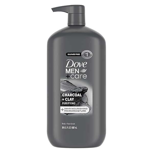 DOVE MEN + CARE BODY AND FACE SCRUB CHARCOAL + CLAY BODY WASH FOR MEN WITH 24-HOUR NOURISHING MICROMOISTURE TECHNOLOGY 30 OZ