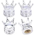 MEAJOO 4PCS Crown Tire Valve Stem Caps, with O Rubber Ring, Tire Air Valve Cap Plastic with Brass Core, Universal Cars, SUV, 
