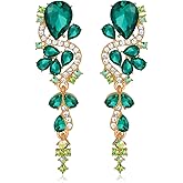 Rhinestone Statement Dangle Earrings Sparkly Crystal Bridal Wedding Earrings for Brides Bridesmaides Chandelier Teardrop Earrings for Women Prom Party