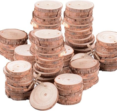 Lavoretti Di Natale Con Dischi Di Legno.100pz Dischi Legno Grezzo Rotondo Fai Da Te 5 6 Cm 20m Corda Luta Naturale Dischetti Creativo Per Realizzare Portachiavi Pittura A Mano E Mini Lavoretti Con Buco Amazon It Casa E Cucina