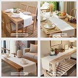 Encasa XO Table Runner 32x304 cm Cotton Canvas White view 5